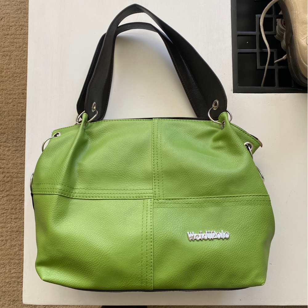 WeidiPolo Faux Leather Green Hobo Tote Bag NEW